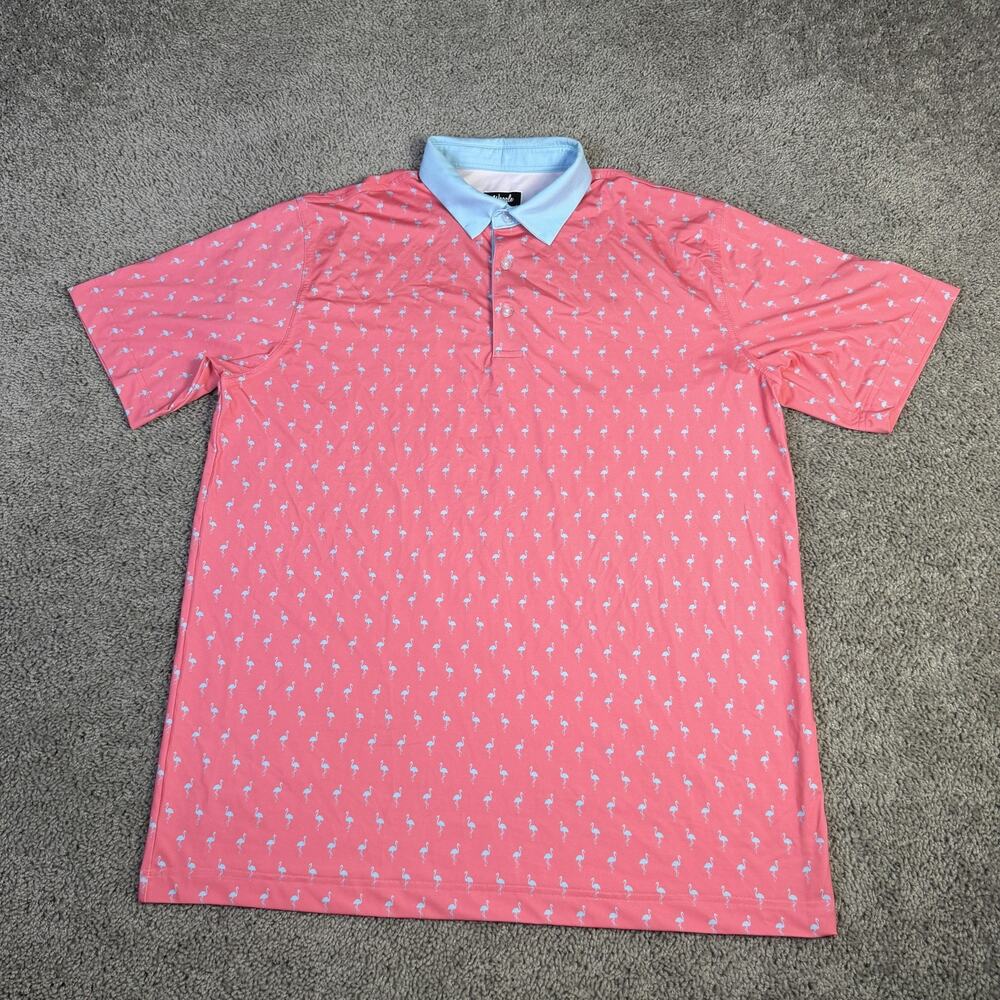Men's Pink Polo with Light Blue Collar - Classic Lightweight Performance